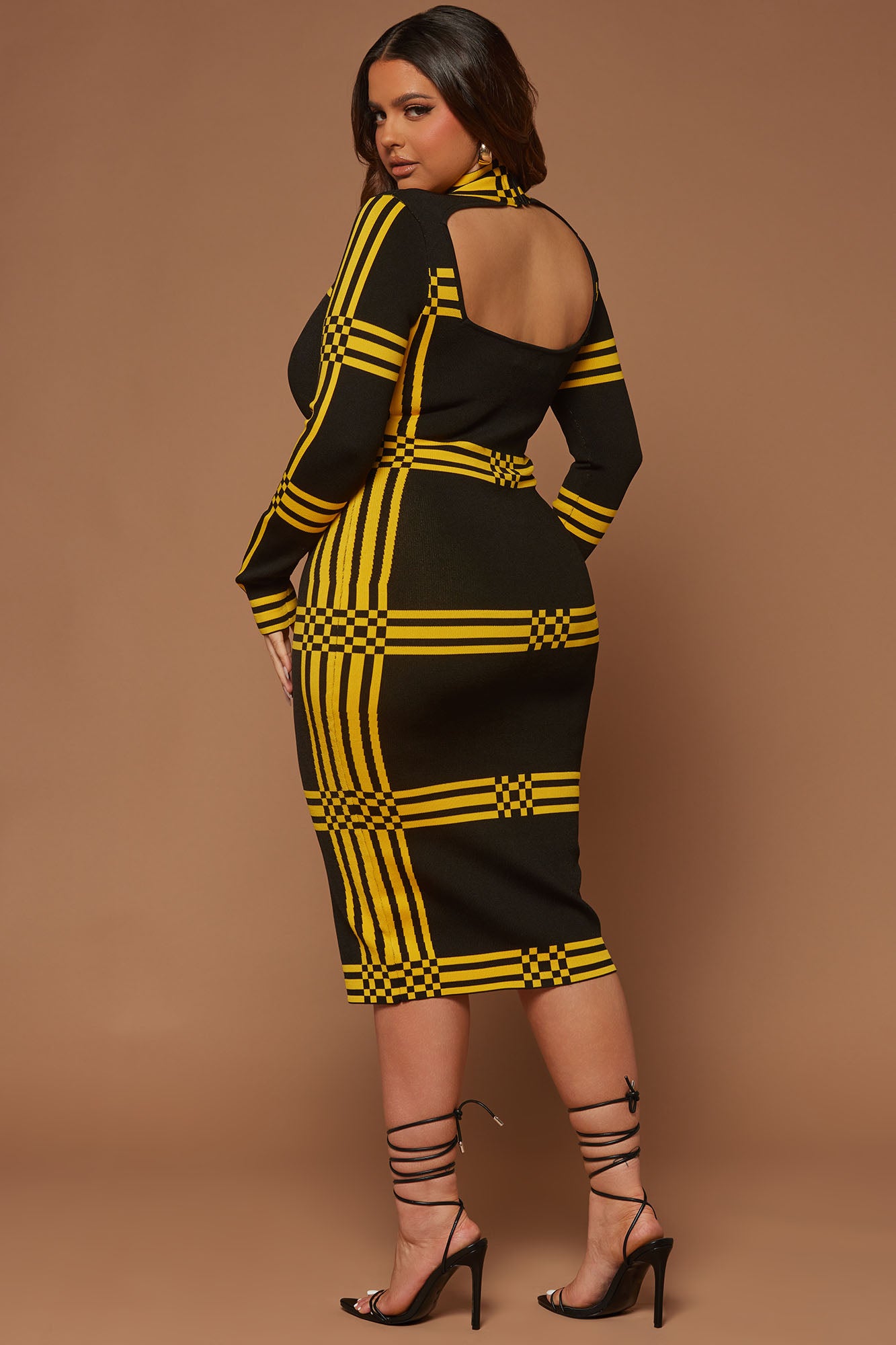 Abbie Knit Midi Dress - Black/Yellow