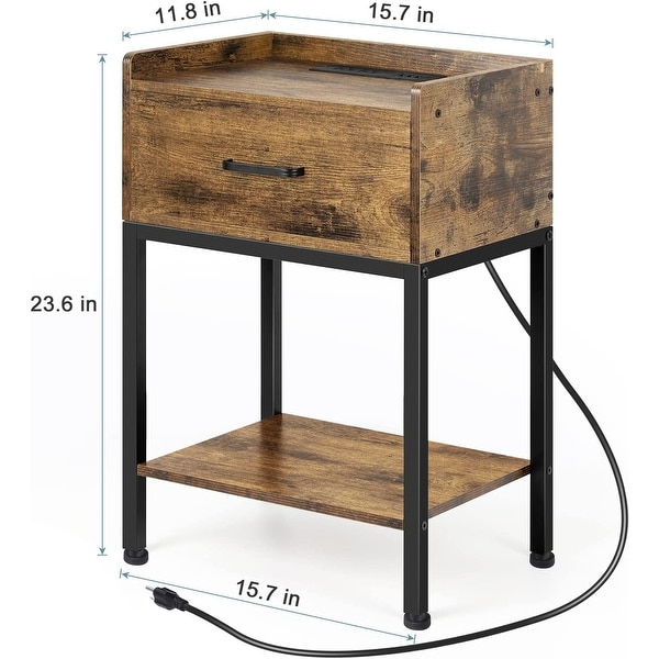 Nightstand with Charging Station and USB Ports