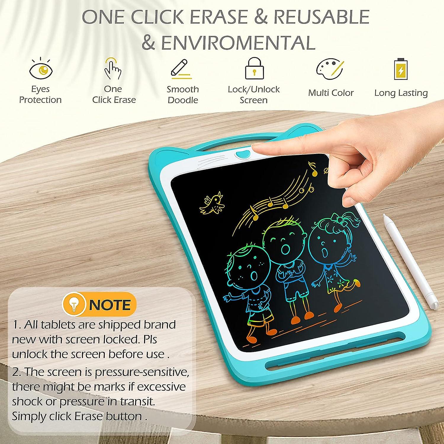 Kids Drawing Pad Doodle Board 12'' Colorful Toddler Scribbler Board Erasable Lcd Writing Tablet Light Drawing Board Educational Learning Toys Gifts Fo