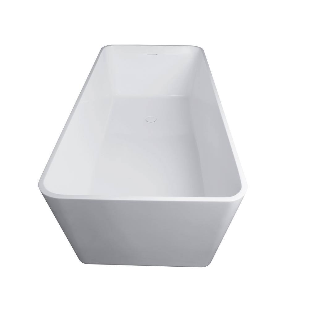 Vanity Art Bretagne 67 in. Solid Surface Resin Stone Matte Flatbottom Freestanding Bathtub in White VA6914-ML