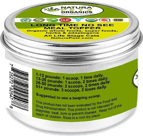 Natura Petz Organics Long Time No See Cat Supplement， 4-oz jar