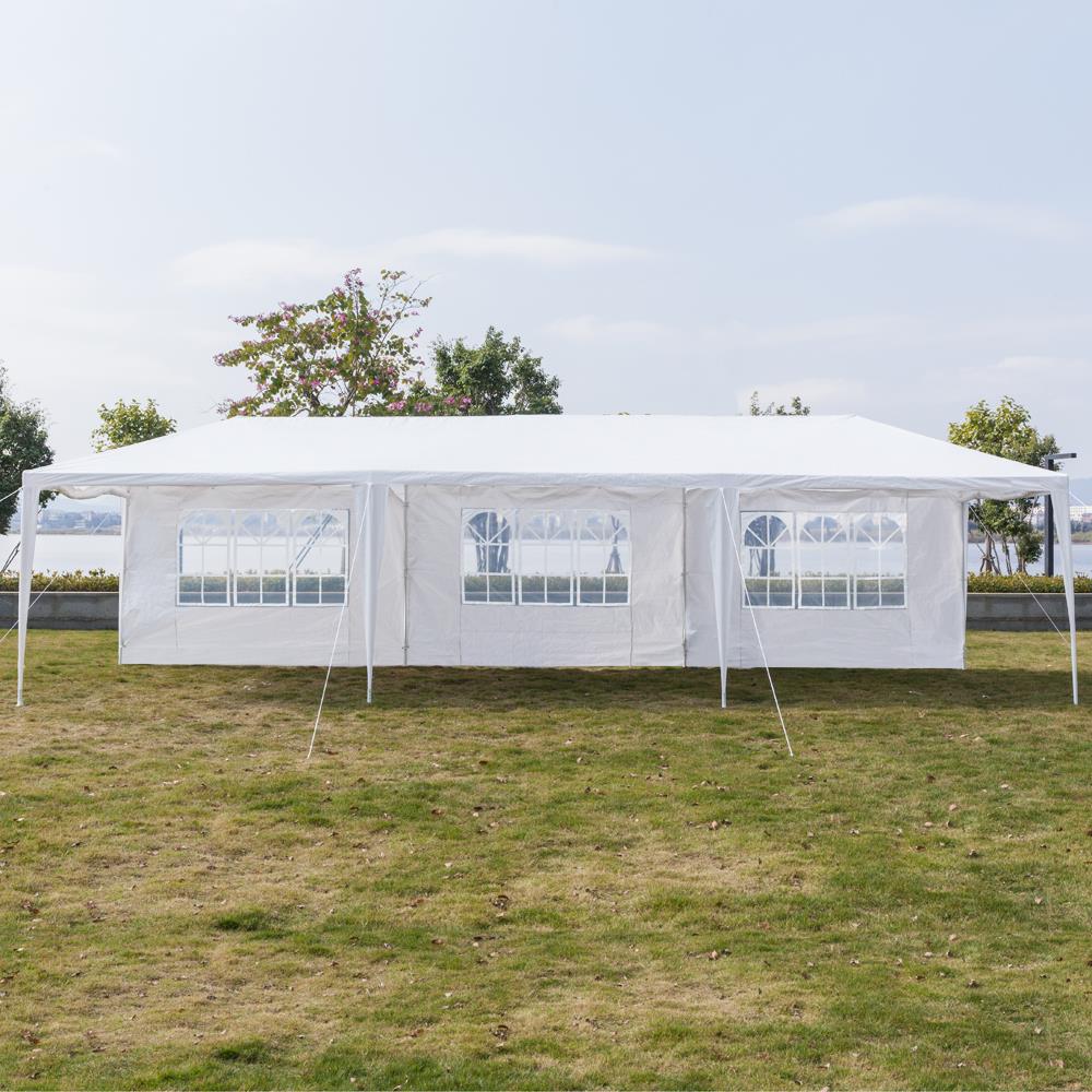 Zimtown 10'x30' canopies Outdoor White Canopy Screen Sun Shelters Houses Gazebos with 8 Sidewalls