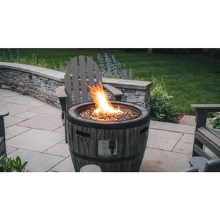 Global Outdoors 27 in. W x 24 in. H Outdoor Wine Barrel Gas Fire Pit with Fire Glass FP0121-P