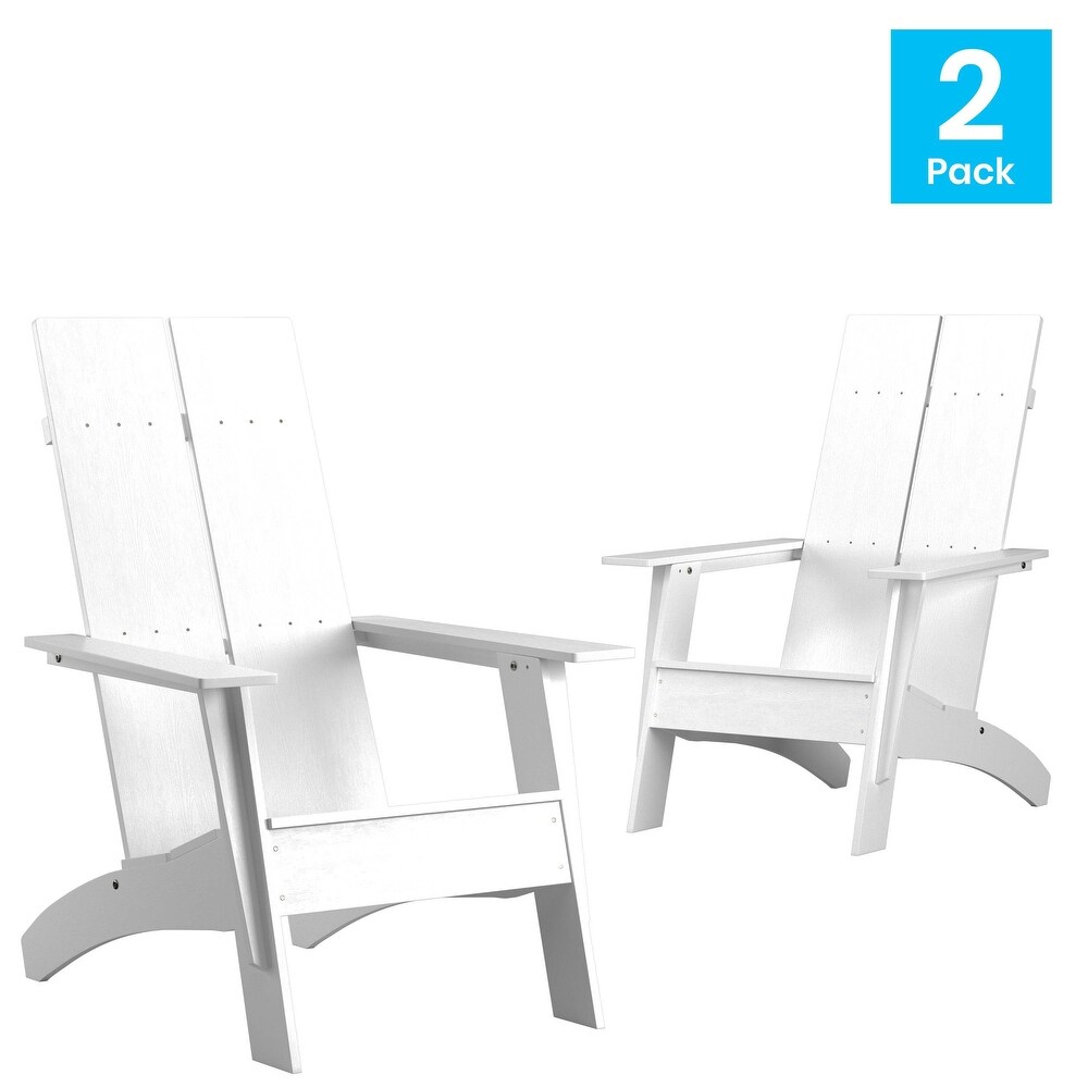 Modern Dual Slat Back Adirondack Style Chairs (Set of 2)