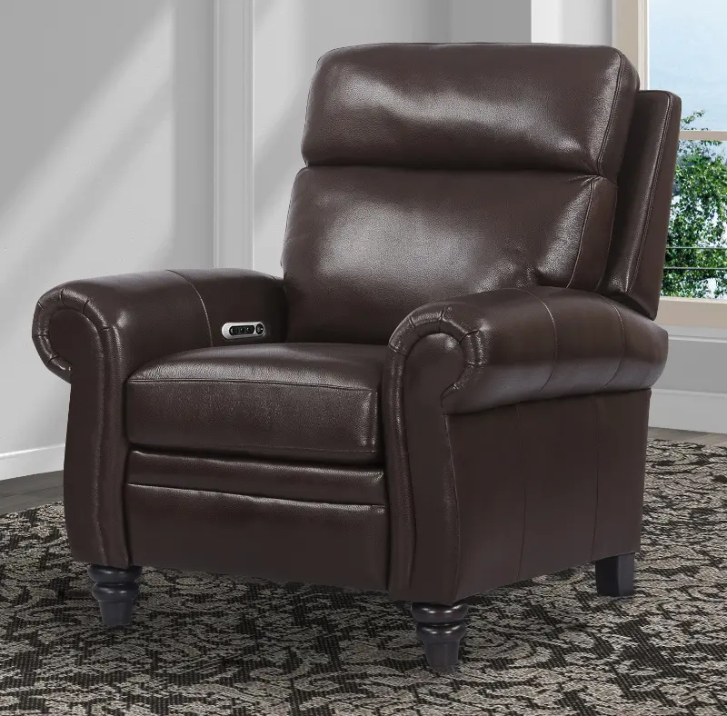 Fresh Clydesdale Brown Leather-Match High Leg Power Recliner