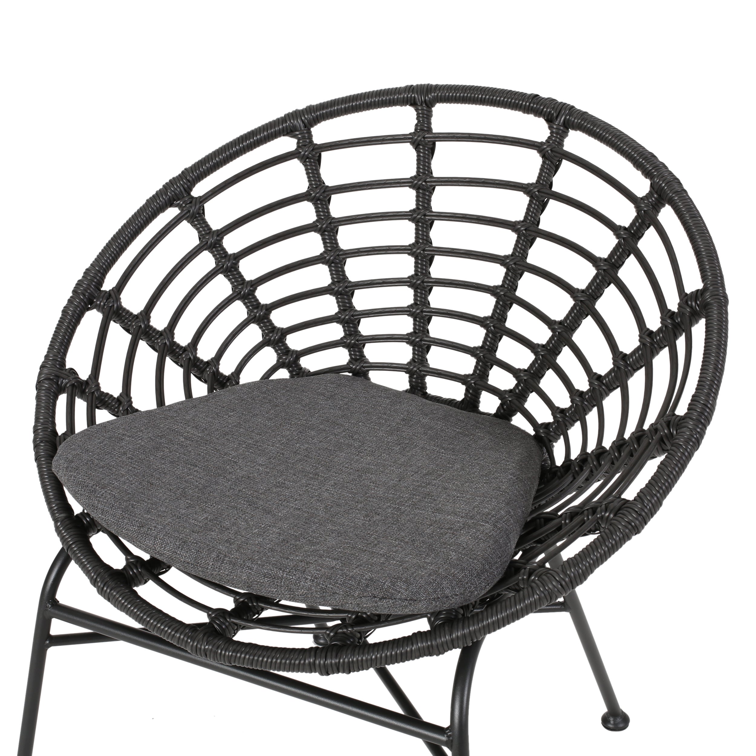 Keegan Outdoor Wicker Dining Chair with Cushion (Set of 2)