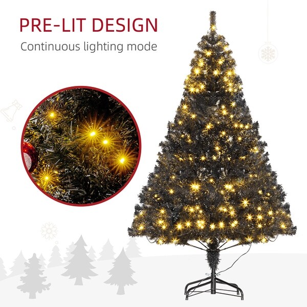 HOMCOM 6' Tall Prelit Christmas Tree Douglas Fir Artificial Christmas Tree with Realistic Branches，250 Warm White LED Lights