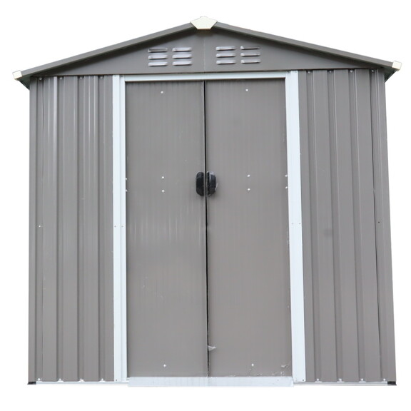 XWT008 Garden Metal Storage Shed Gray 6x4ft outdoo...