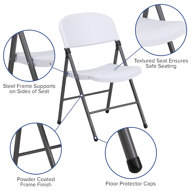 Flash Furniture 6-Pack Granite White Standard Folding Chair with Solid Seat (Indoor)