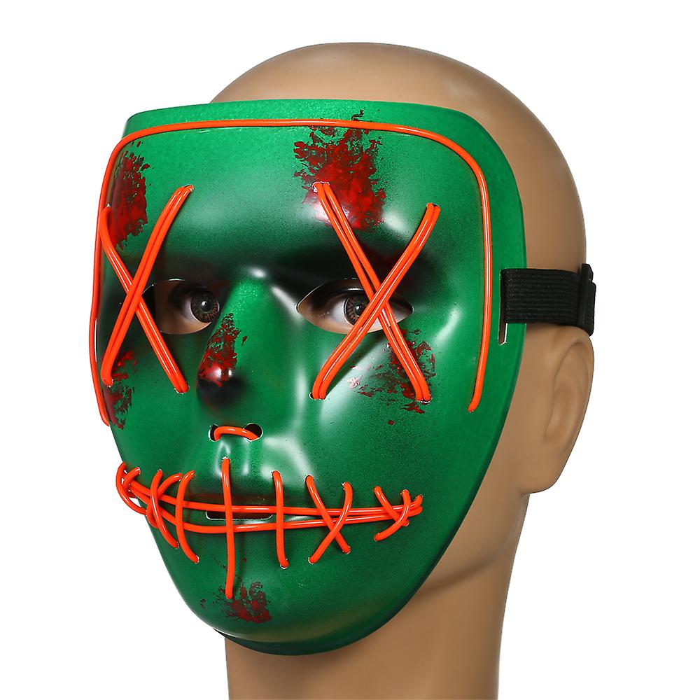 Red Adults Halloween Led Light Up Mask Halloween Costume Supplies For Festival Masquerade Cosplay Party Performance--red Light