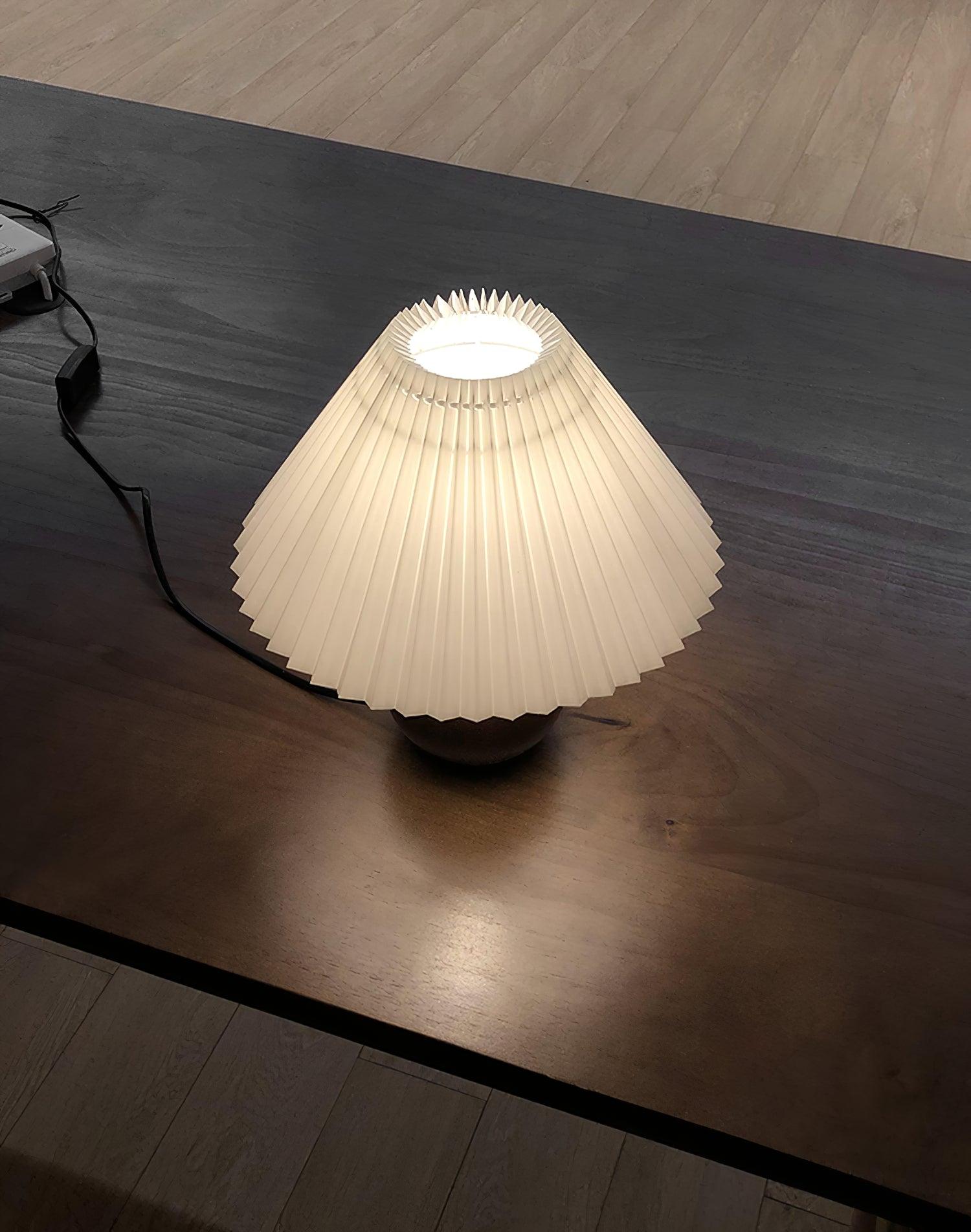 Wooden Pleated Table Lamp