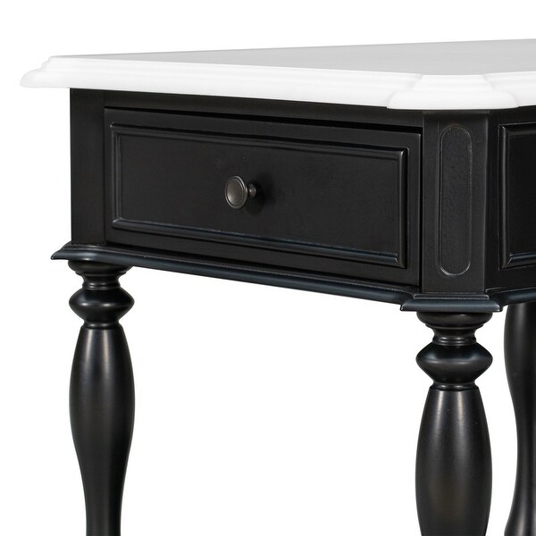 Classical End Table Side Table with Open Styled Shelf ，Side Table Drawer with Metal Handles for Living Room