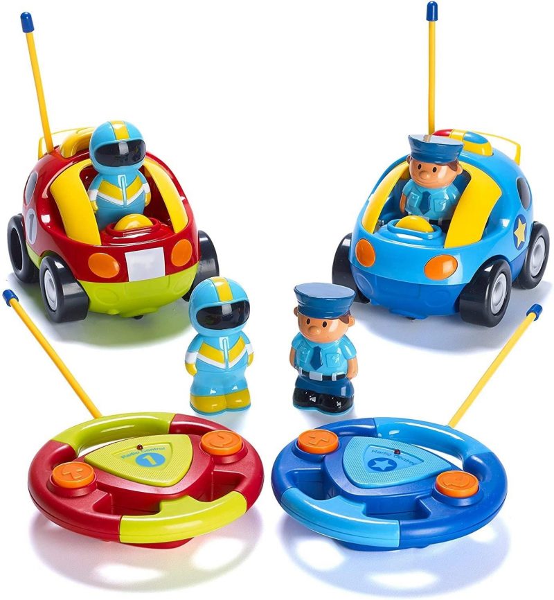 Prextex Cartoon R/C Police Car and Race Car Radio Control Toys for Kids， 2 Pack