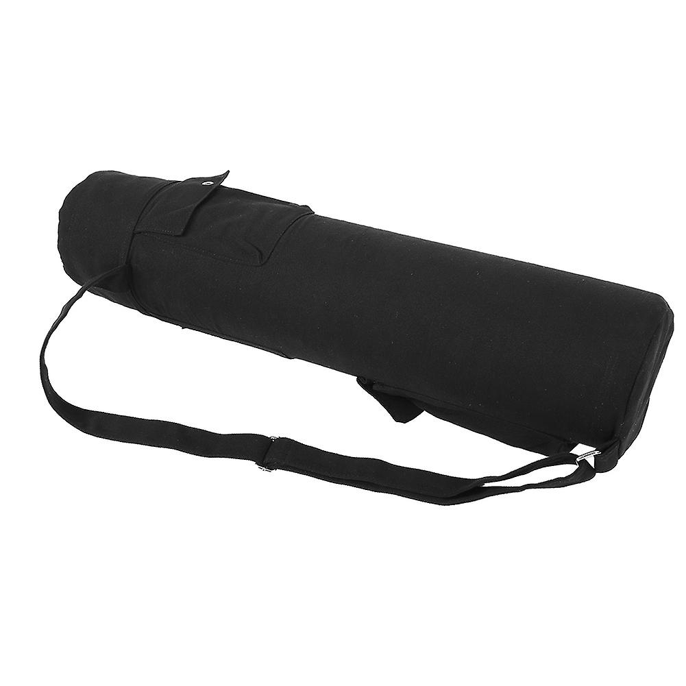 Multifunctional Black Canvas Yoga Mat Storage Bag Carrier Backpack With Adjustable Strap