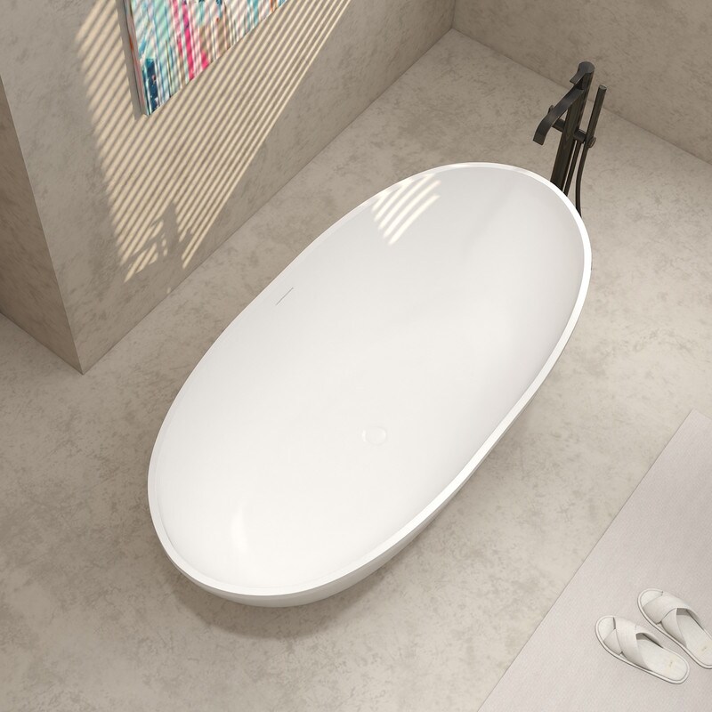 Alvana 61'' x 29.5'' Freestanding Soaking Solid Surface Bathtub