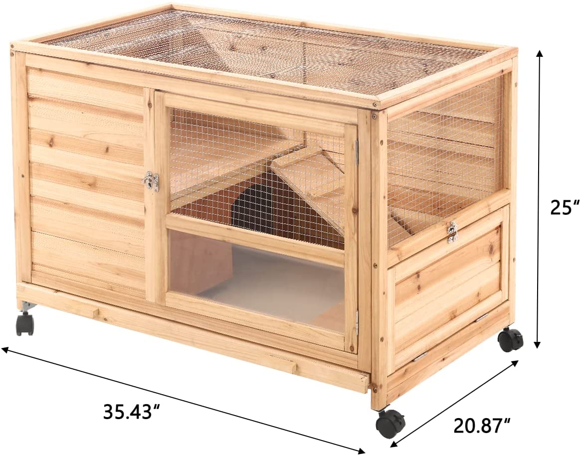 Yoleny Rabbit Hutch Wooden Bunny Hutch Indoor Rabbit Cage Outdoor， Guinea Pig Cage Hedgehog Cage Small Animal Cage