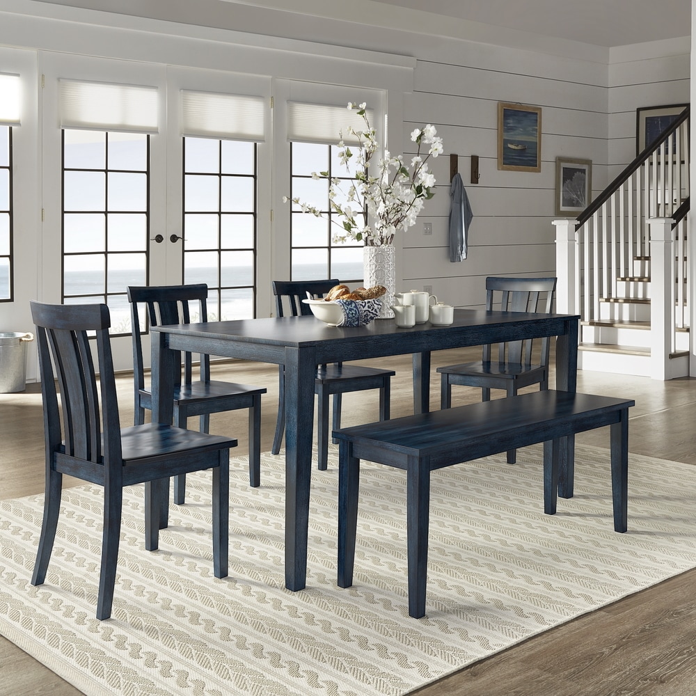 Wilmington II 60 Inch Rectangular Antique Dark Denim Dining Set by iNSPIRE Q Classic