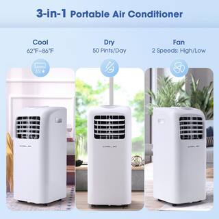 Costway 8000 BTU Portable Air Conditioner Cools 250 Sq. Ft. with Dehumidifier Remote in White OSP1-05