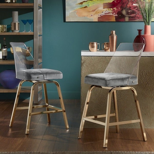 Lennox Velvet Counter Height Stools (Set of 2) by iNSPIRE Q Bold