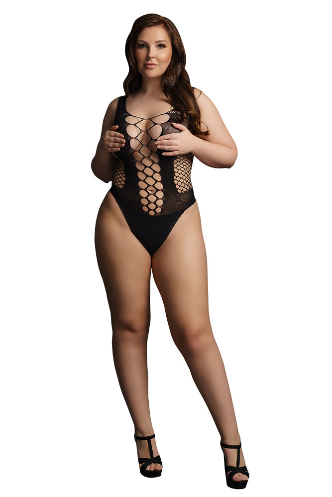 Le Désir Contrast Fence Net Black Teddy XL