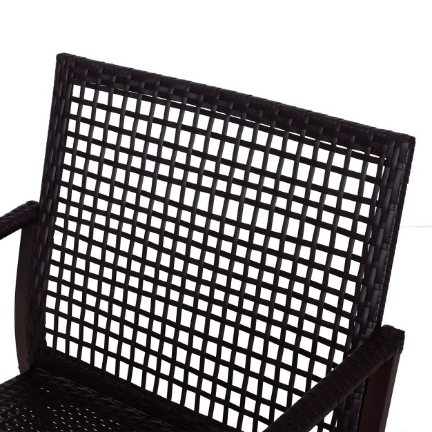 Outsunny 3 piece Bistro Set Outdoor Wicker Furniture Set With Rattan Rocking Chair Side Table For Patio Backyard Garden And Balcony