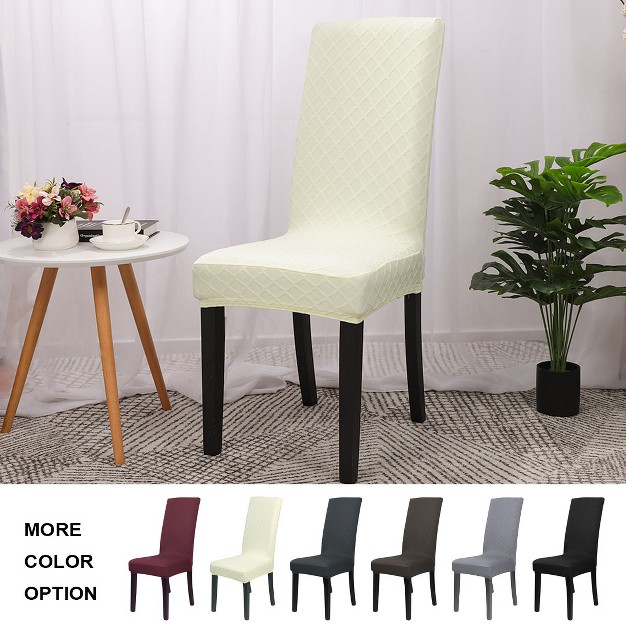 4 Pcs Polyester Spandex Knit Diamond type Lattice Dining Chair Slipcovers Piccocasa