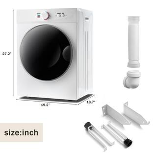 HwoamneT 1.41 cu. ft. Vented Electric Dryer in White with Easy Knob Control for 5 Modes BLW#HGJ002