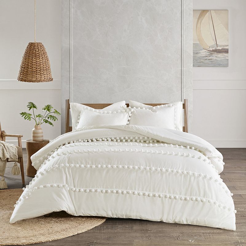 Madison Park Tracie 3-piece Pom Pom Cotton Comforter Set