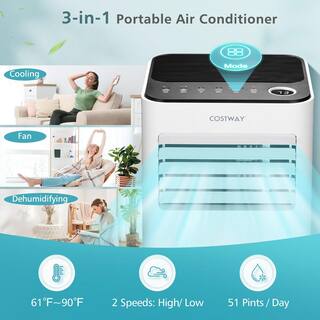 Costway 10000 BTU Portable Air Conditioner Cools 350 Sq.Ft. with Remote Dehumidifier  Fan Mode in Black FP10265US-BK