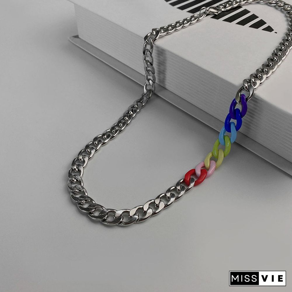 Rainbow Chain Titanium Steel Necklace