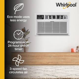 Whirlpool Energy Star 8000 BTU Through-the-Wall AC Dehumidifer for Rooms up to 350 Sq. ft. Remote Control Digital Display Timer WHAT081-1AW