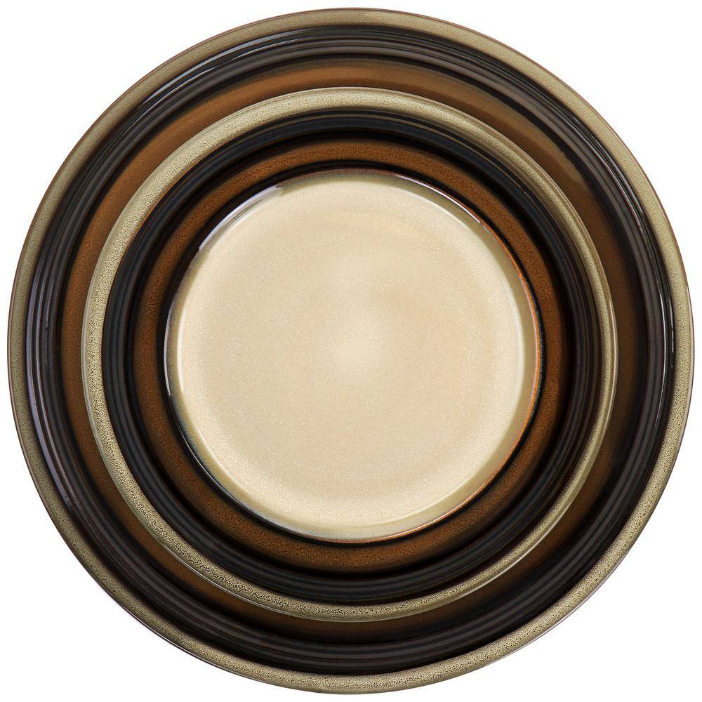 GIBSON ELITE Everston 12-Piece Stoneware Dinnerware Set in Brown 985117456M