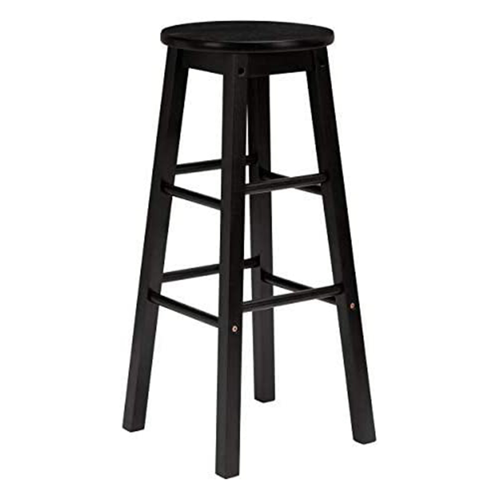 PJ Wood Classic Round-Seat 24 Inch Kitchen and Counter Stools， Black， Set of 2 - 19.36