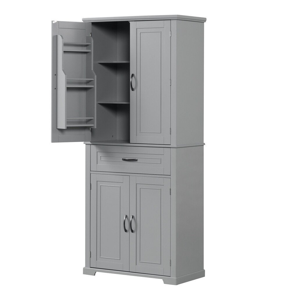 72.2'' H Bathroom Storage Cabinet with Doors and Drawer  Multiple Storage Space  Adjustable Shelf   72.2'' H