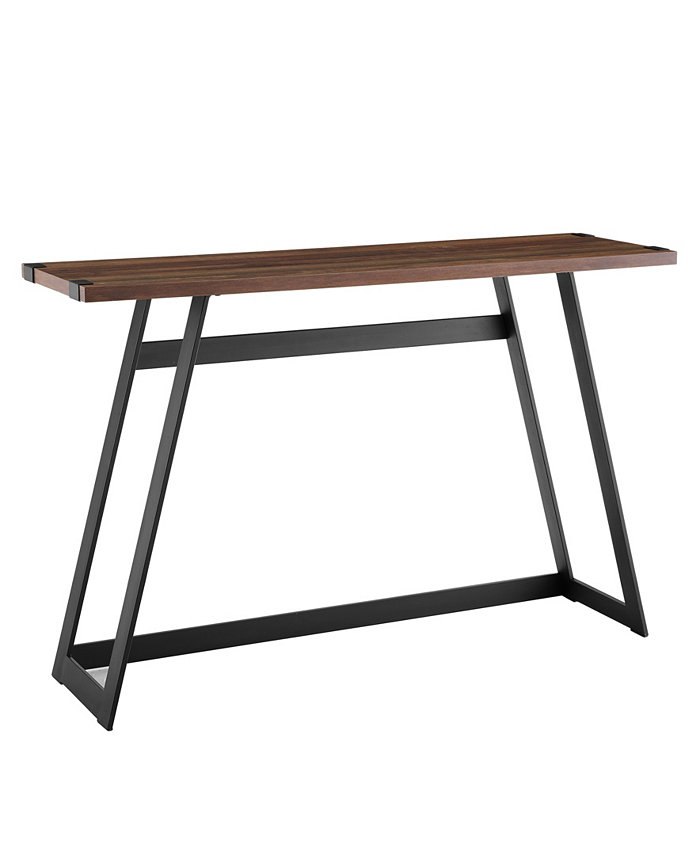 Walker Edison 46 inch Metal Wrap Entry Table in Dark Walnut