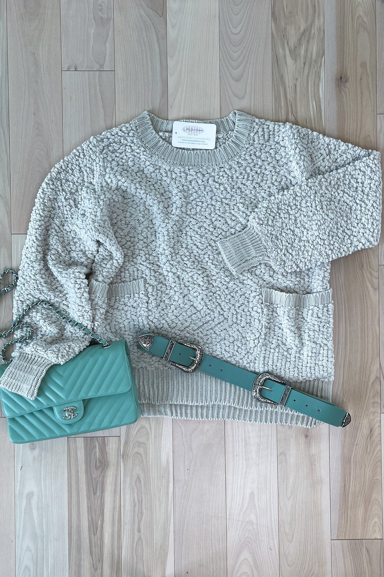 Chill Cutie Modest Popcorn Knit Sweater