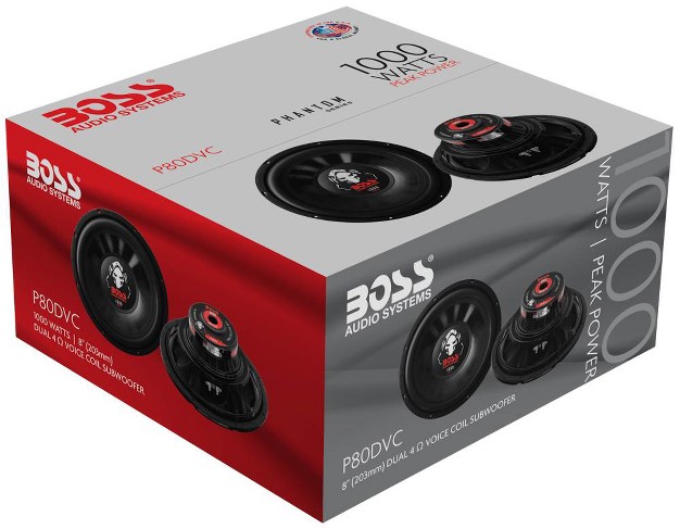 Boss Audio 8 inch Dual Voice Coil 4 ohm 1000 watt Car Subwoofer Black P80dvc