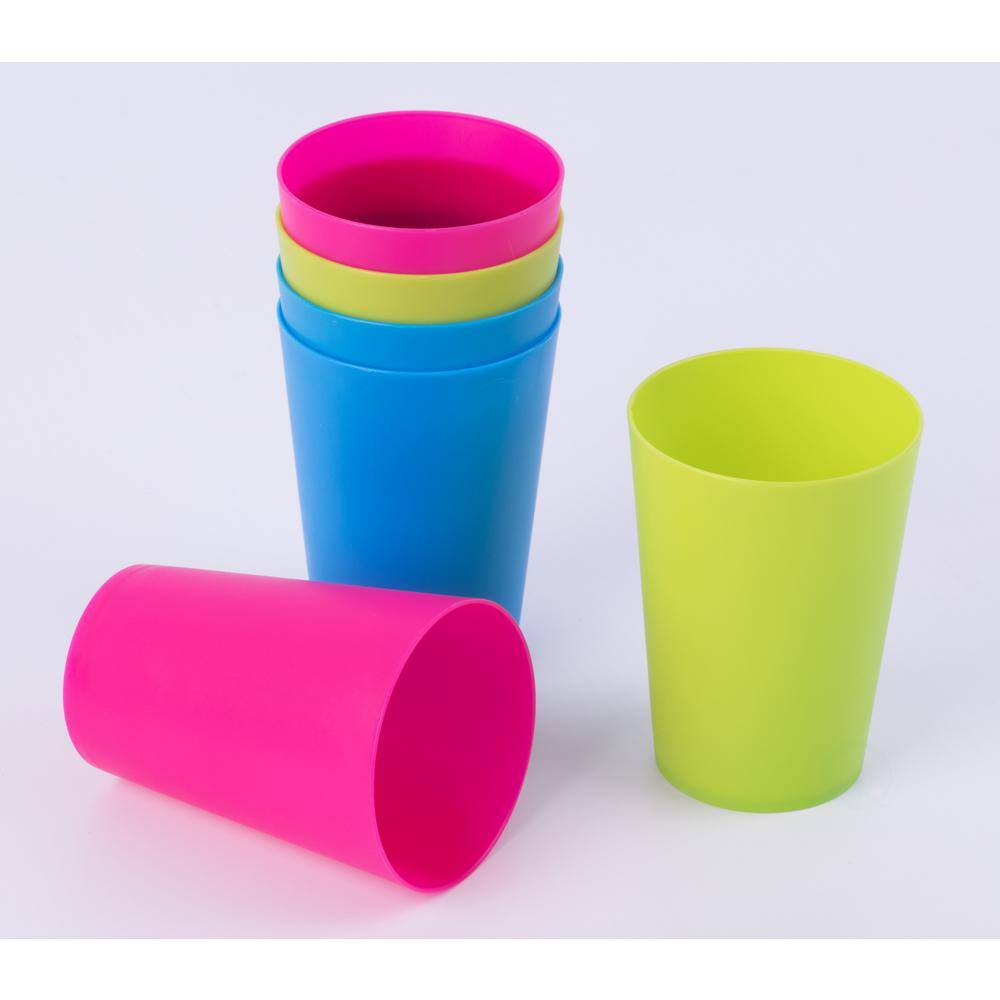 Basicwise 7 oz. Assorted Colors 2-Red 2-Green 2-Blue Freezer Safe Plastic Reusable Cups (Set of 6) QI003475.6