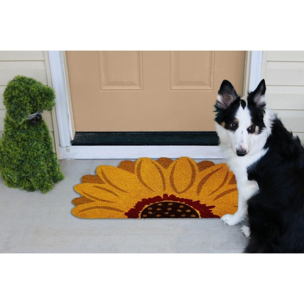 Sunflower Flower Rectangle Indoor And Outdoor Coir Door Welcome Mat Yellow