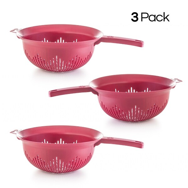 YBM Home 9.75 In. Plastic Colander Use for Pasta， Spaghetti 3 Pack