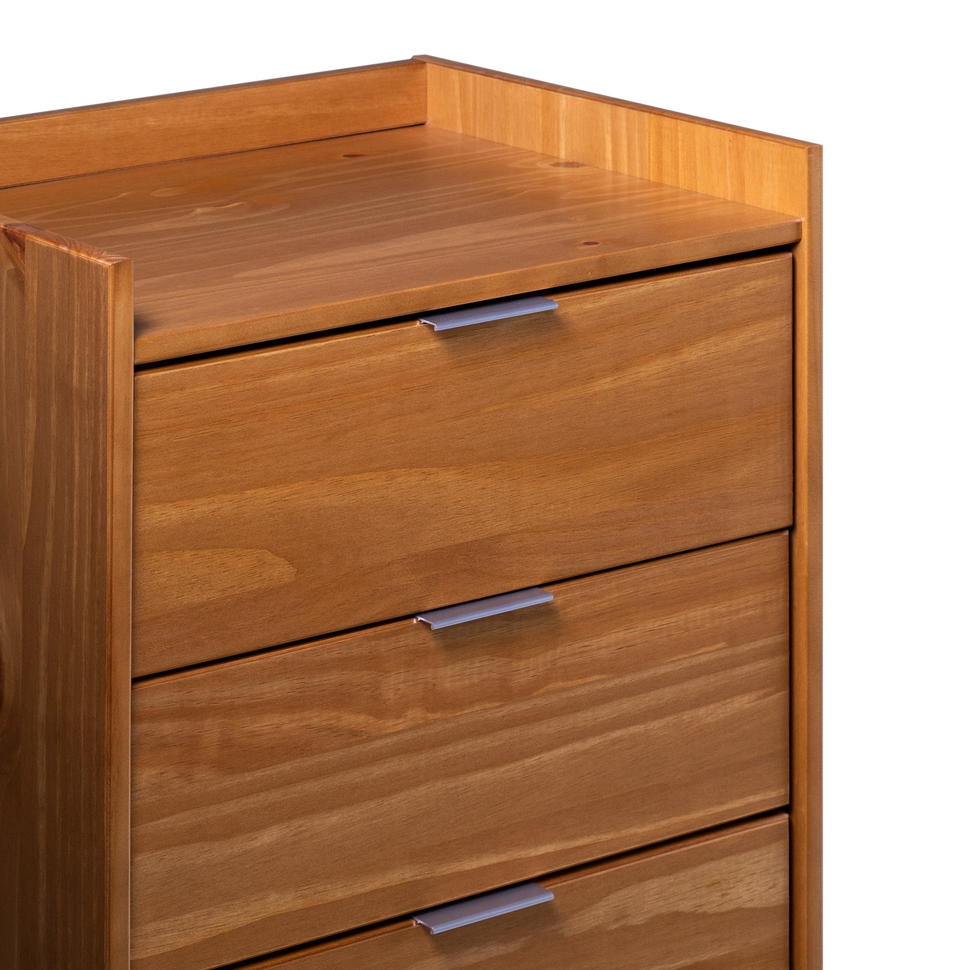 Manor Park 43” Mid-Century Modern Gallery-Top 5-Drawer Dresser, Caramel