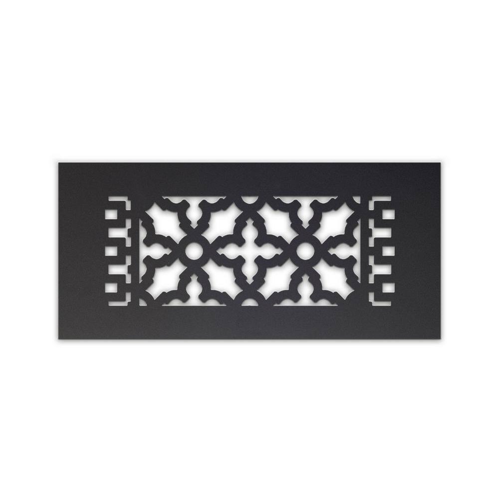 Reggio Registers Scroll Series 4 in. x 10 in. Cast Iron Grille Black without Mounting Holes 612-NH