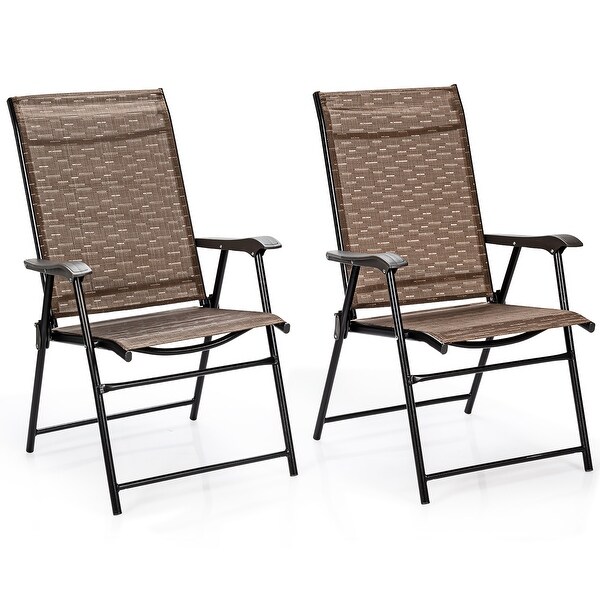 Costway 2PCS Outdoor Patio Folding Chair Camping Portable Lawn Garden