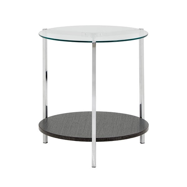 Roti Chrome End Table with Glass Top by iNSPIRE Q Modern