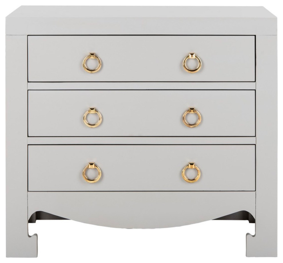 Elle 3 Drawer Chest Gray/ Gold   Transitional   Accent Chests And Cabinets   by Peachtree Fine Furniture  Houzz