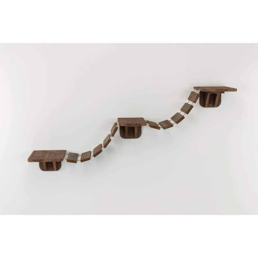 TRIXIE Brown Wall Mounted Cat Bridge with 3-Platforms Linked by Bridge 49927