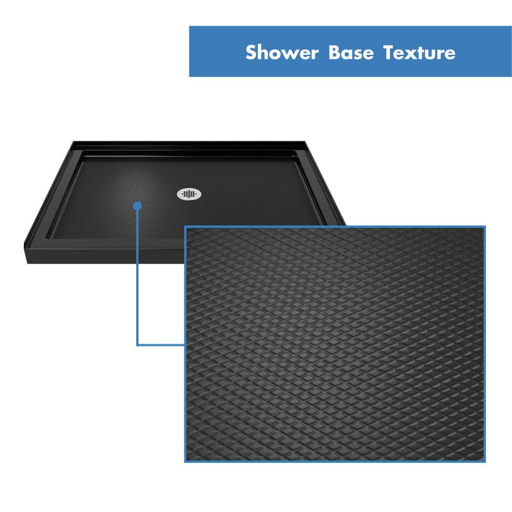 DreamLine SlimLine 32 in x 32 in Single Threshold Shower Base in Black with Center Drain