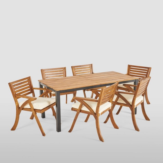 7pc Concord Acacia Wood Patio Dining Set Teak Christopher Knight Home