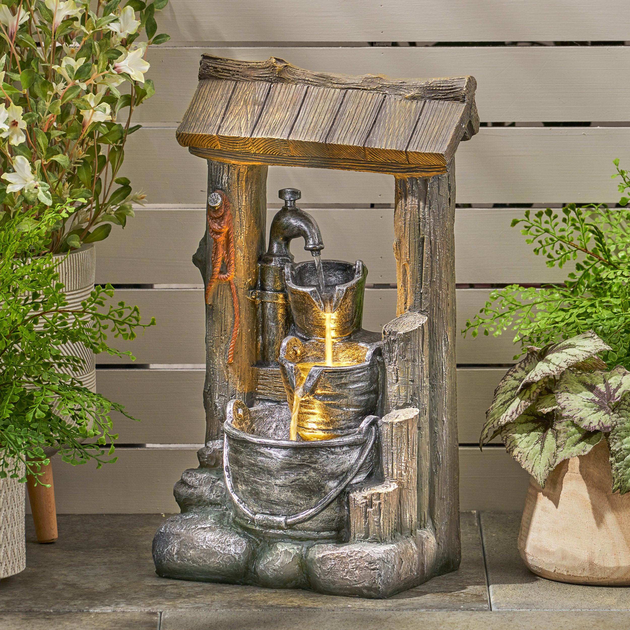 Orville Outdoor 3 Tier Bucket Fountain