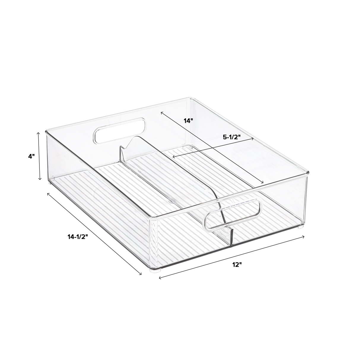 iDesign Linus Clear Divided Stackable Bins with Handles